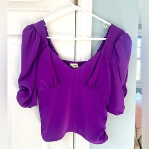 Open Edit Shirred Puff Sleeve Top